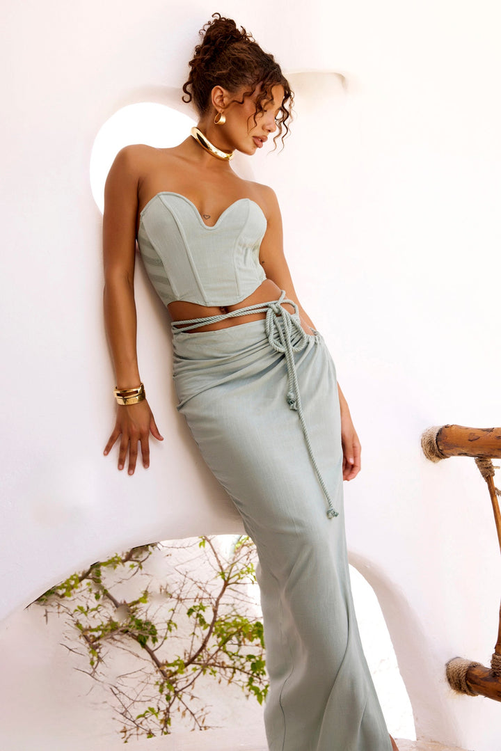 Date And Night Maxi Skirt - Sage