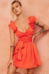 Fairytale Ending Mini Dress - Tangerine