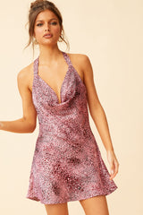 Monica Satin Dress // Pink Leopard | Sage and Paige.