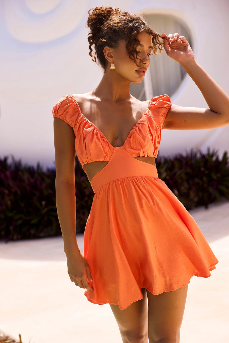 Marie Mini Dress - Tangerine