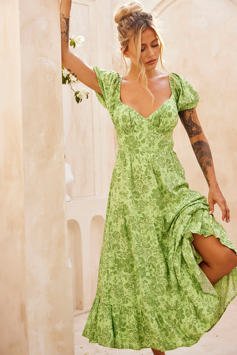 Crushing Midi Dress - Green