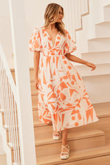 Taking Shapes Midi Dress - Orange Multi