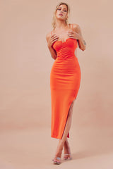 Stacked Up Midi Dress - Tangerine
