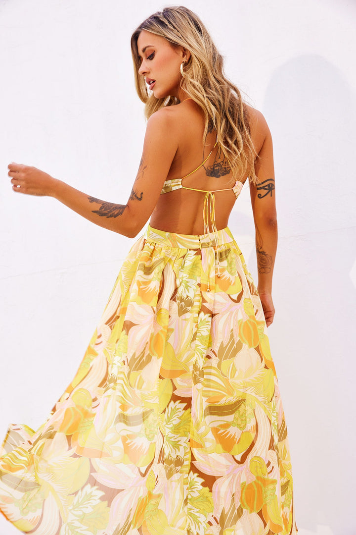Rays Maxi Dress - Yellow Print
