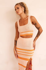 In The Groove Midi Skirt - Orange
