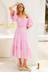 Spanish Steps Midi Dress - Pink