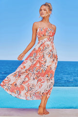 Spirited Midi Dress - Coral Multi