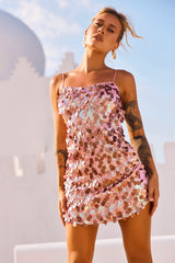 Sparks Fly Mini Dress - Pink Gold