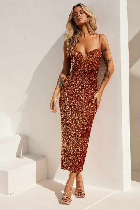 Lindsey Midi Dress - Copper