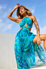 Havana Bloom Maxi Dress - Blue Multi