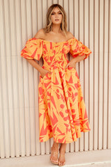 Sonja Midi Dress - Orange Multi