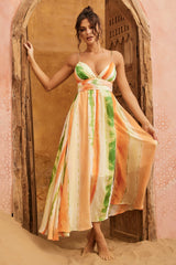 Plans For Summer Maxi Dress - Orange Multi