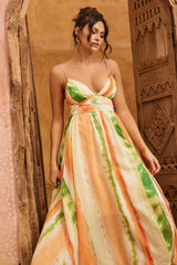 Plans For Summer Maxi Dress - Orange Multi