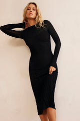 Sunrays Midi Dress - Black