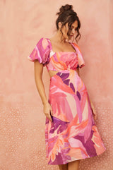 Art Of Bloom Midi Dress - Pink