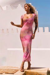 Rose Cord Maxi Dress - Pink Multi