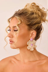 Susie Earrings - Beige Purple