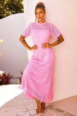 Rosalyn Crochet Maxi Dress - Pink